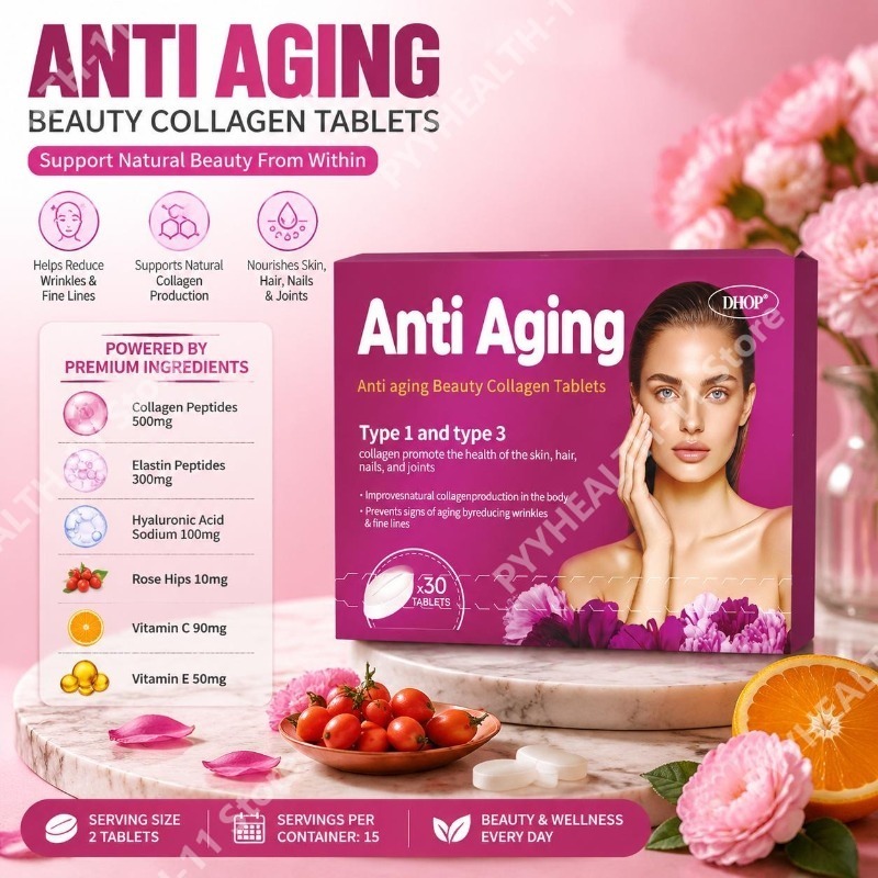 Vitamin C Powder - DHOP Anti-Aging Hydrolysierte Kollagen-Tabletten zur Reduzierung