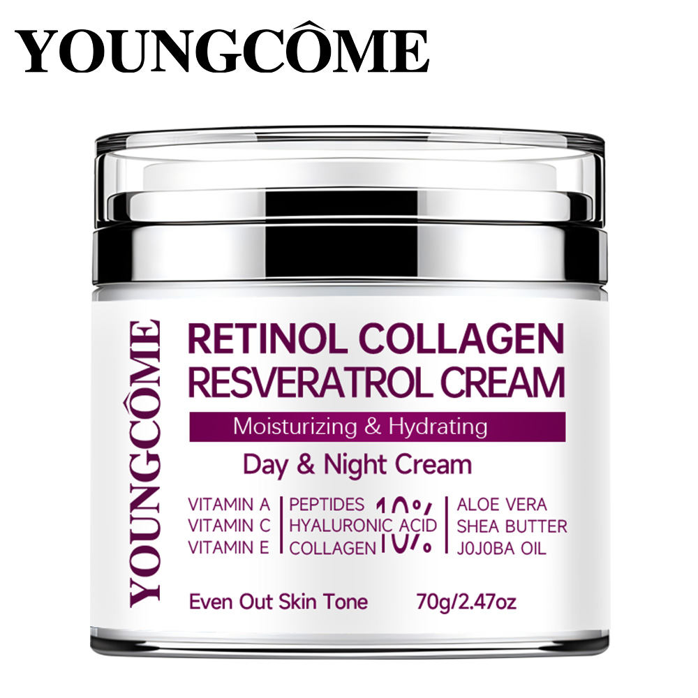 Skincare Retinol - Retinol-Kollagen-Resveratrol-Gesichtscreme, feuchtigkeitsspendende Anti-Aging-Hautpflege, Reparatur, reduziert feine