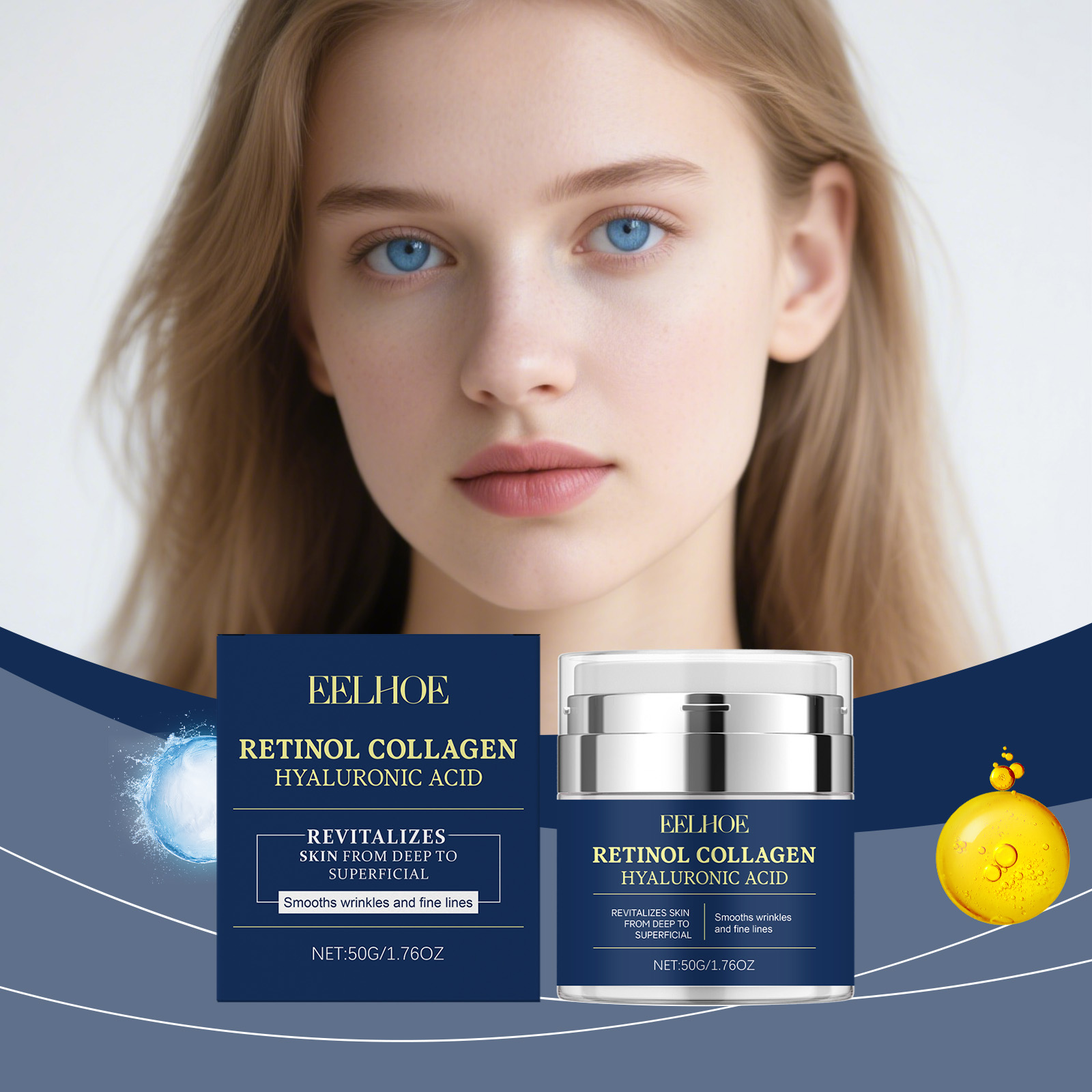 Retinol Vitamin A Cream - EELHOE Retinol-Kollagencreme, Faltenentferner, reduziert feine Linien,