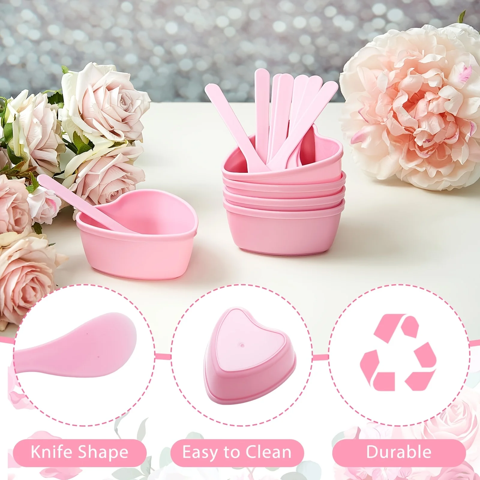 6-teilige rosa herzförmige Ges – Skincare Pink Bewertung und Preis