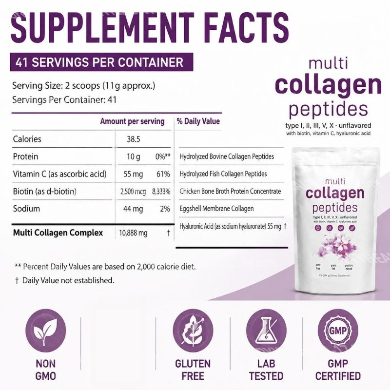 Multi-Kollagen-Peptid-Pulver T – Vitamin C Powder Bewertung und Preis